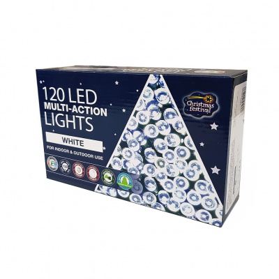 120 LED Multi Action White Christmas Lights