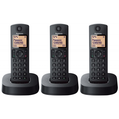 Panasonic KXTGC313EB Digital Cordless Phone with Nuisance Call Blocker in Black, Trio
