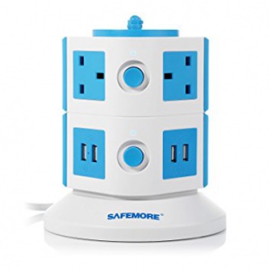 Safemore SMYG4U002 Extension Leads 6 Way Outlet Sockets and 4 USB Charging Ports