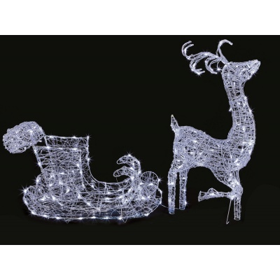 Premier Reindeer with Sleigh Light Up Decoration
