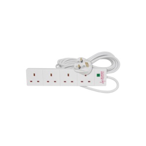 Mercury 430009 Home Essentials UK 4 Gang Extension Lead with Surge Protection 2.0m