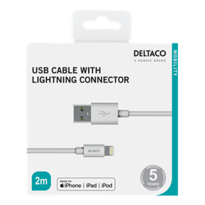 DELTACO IPLH173 - USB TYPE A USB TO LIGHTNING 2M[WHITE]