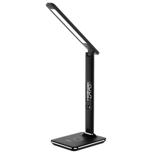 Groove Ares LED Desk Lamp with Wireless Charging Pad and Clock Black
