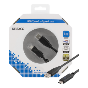 DELTACO Phone Cable USB 2.0 C-A 1.0M USBC1004