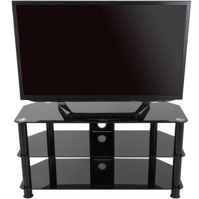 AVF SDC1000CMBB TV Stand with Black Glass and Black Legs