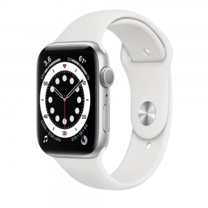 Apple Watch Series 6 M00D3B/A 44mm Silver Aluminium Case with White Sport Band