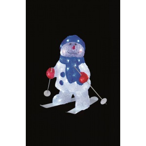 Premier LV141172 White LED Acrylic Skiing Snowman Light