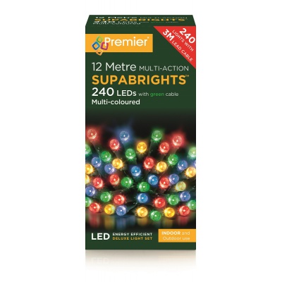 Premier 240 LED Multi Action Supabright Christmas Lights Multicoloured
