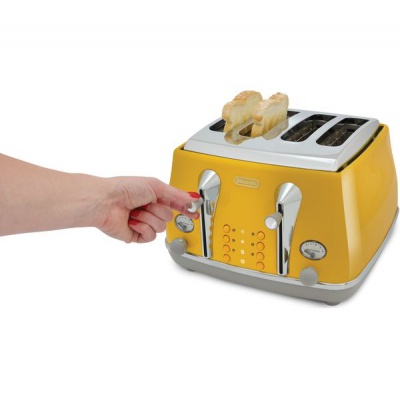 Delonghi CTOC4003.Y Icona Capitals 4-Slice Toaster in Yellow