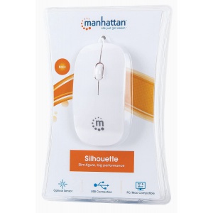 Manhattan Silhouette Sculpted USB Wired Mouse White 177627