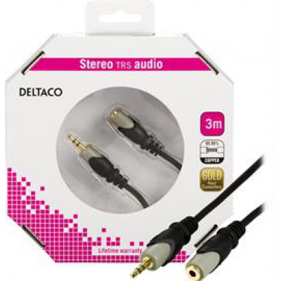 DELTACO 3.5mm Male - 3.5mm Female Socket 3m Audio Cable MM161K