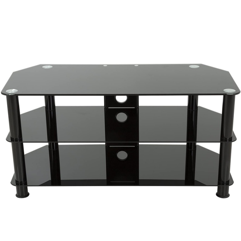 AVF SDC1000CMBB TV Stand with Black Glass and Black Legs