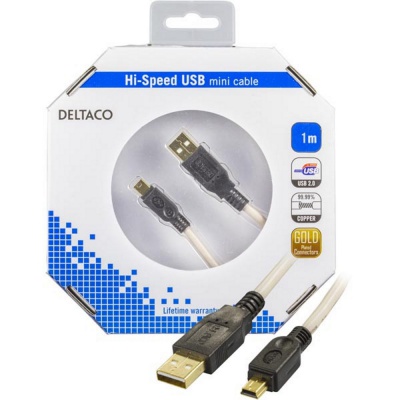 Deltaco USB24K USB 2.0 Mini Cable 1 Metre