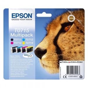 Epson T0715 Original Ink Cartridge C13T07154012 Black And 3 Colours Pack of 4
