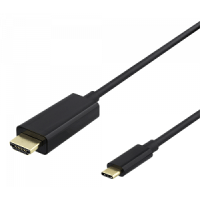 Deltaco HDMI1010R USB-C HDMI cable 4K UHD gold plated 1m