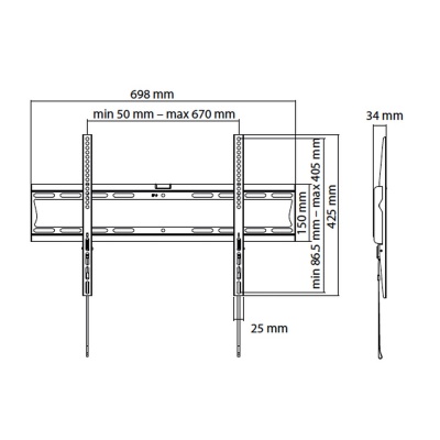 Itechmount PLB60 37 to 80 Inch Fixed Wall Bracket