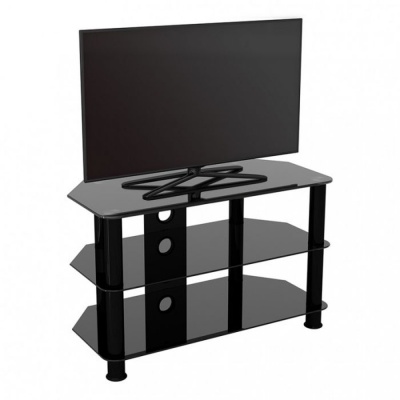AVF 80cm Black Glass TV Stand SDC800CMBB