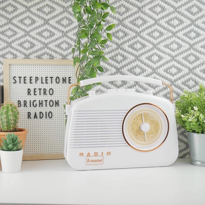 Steepletone Portable Retro Radio BRIGHTONWHITE