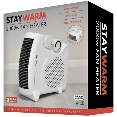 StayWarm 2000W Upright or Flatbed Fan Heater F2003WH