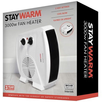 StayWarm 3000W Upright or Flatbed Fan Heater F2035WH