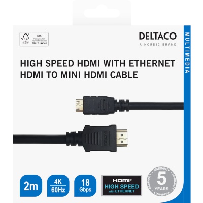 Deltaco High speed HDMI to mini HDMI cable HDMI-1026-R