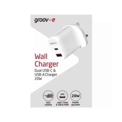 Groove 20W Dual USB-C and USB-A Charger GVMA105WE