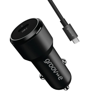 Groove USB-C Car Charger with USB-C Cable 1M GVMA125BK