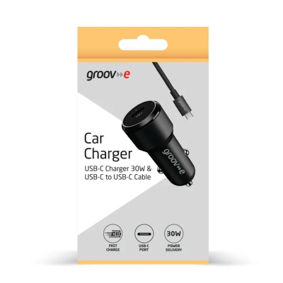 Groove USB-C Car Charger with USB-C Cable 1M GVMA125BK