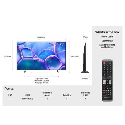 Samsung U7000F 75 Inch 4K Smart TV UE75U7000FKXXU