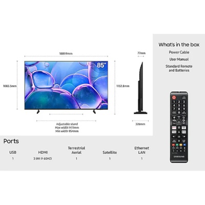 Samsung U7000F 85 Inch 4K Smart TV UE85U7000FKXXU 