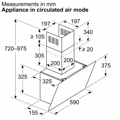 Neff N30 60cm Black Glass Cooker Hood D63IDK1S0B