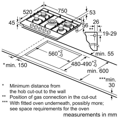 Neff N70 75cm Stainless Steel Gas Hob T27CIQ8N0