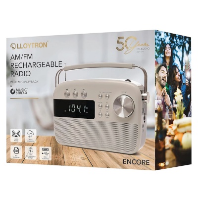 Lloytron Encore Portable AM/FM Radio Cream N6407WH
