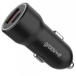 Groov-e Dual USB-C And USB-A Car Charger GVMA124BK