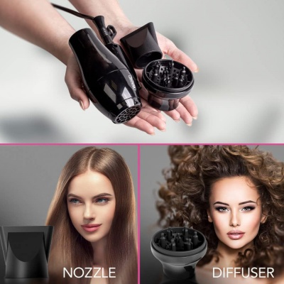 Wahl Black 1000W Travel Hair Dryer and Diffuser ZX982