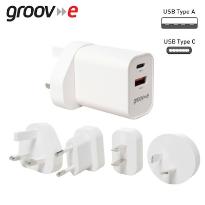 Groove USB A and Type C Travel Charger GVMA113WE